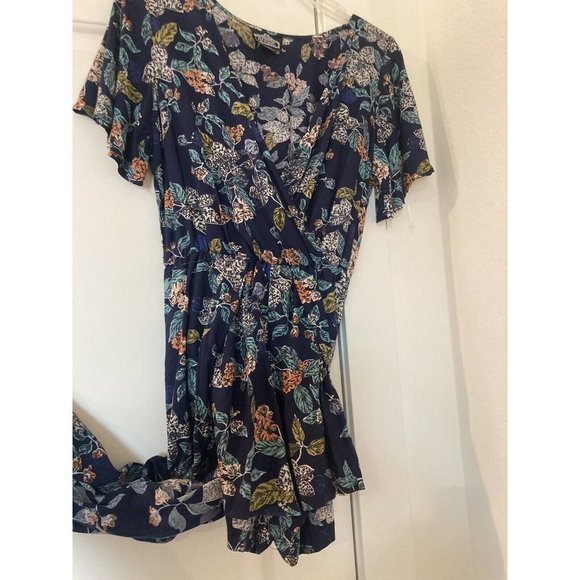 Angie Small Shorts Romper Dress Blue Floral Boho Peasant festival Casual New - Picture 3 of 8